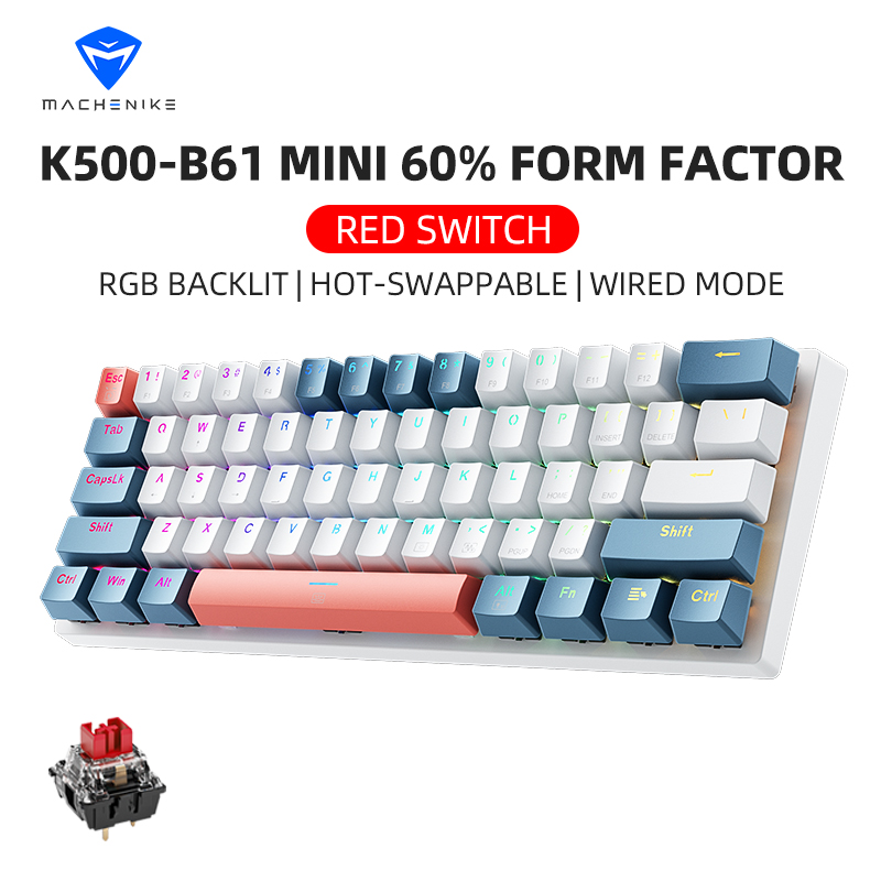 Keyboard Gaming Blue Switch - คีย์บอร์ดกลไกขนาดเล็ก Machenike รุ่น K500-B61 ขนาด 60%