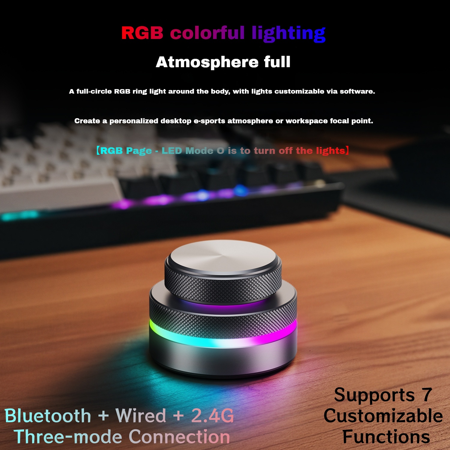 Gaming Keyboard No Rgb - คีย์บอร์ดไร้สาย RGB แบบปุ่มหมุนคู่ ปรับแต่งได้สำหรับมัลติมีเดีย สตรีมสด ปรับระดับเสียงและเพลง