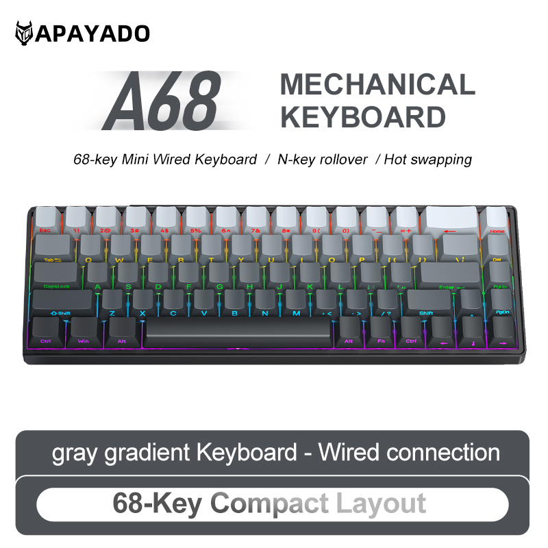 APAYADO A68 คีย์บอร์ดแบบมีสายแ - Keyboard Gaming Blue Switch บทวิจารณ์และราคา